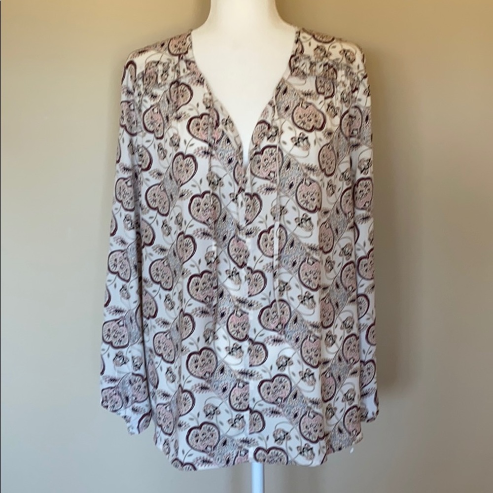 LOFT Mixed Media Peasant Blouse